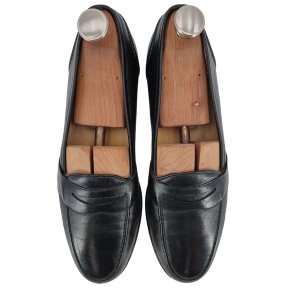 Vintage Bragano Cole Haan Italy Men 11.5 Black Leather Dress Shoes Penny Loafers - Picture 9 of 11